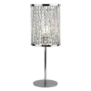 Elise 1 Light Table Lamp Chrome, Crystal Drops, E14