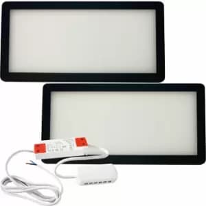 2x matt Black Ultra-Slim Rectangle Under Cabinet Kitchen Light & Driver Kit - Natural White Diffused led