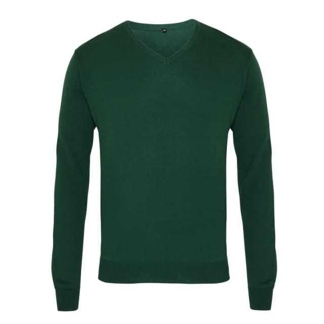Premier Premier Men Knitted Cotton Acrylic V Neck Sweatshirt in Bottle Green Size: XXS Bottle Green XXS Male 5063470721429