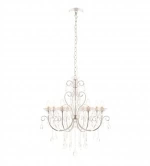 8 Light Bathroom Pendant Crystal Glass Detail, Chrome Plate IP44, G9