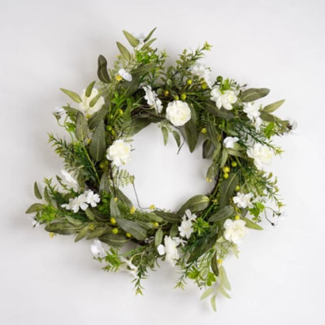 Scottish Everlastings Ltd. Scottish Everlastings 55Cm Artificial White Floral Daisy Wreath
