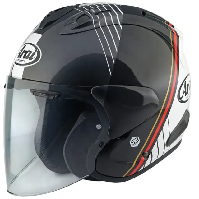 Arai SZ-R EVO Temu Jet Helmet, black-white-red, Size M for Men