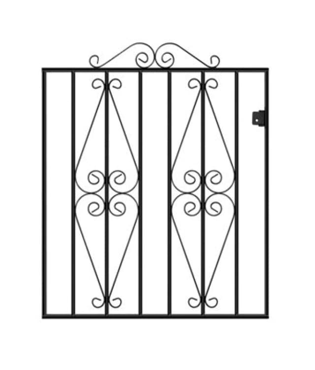 Burbage Iron Craft Stira Metal Scroll Low Flat Garden Gate 914mm Gap X 914mm High St03Zp