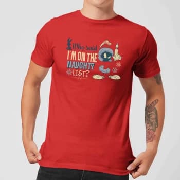 Looney Tunes Martian Who Said Im On The Naughty List Mens Christmas T-Shirt - Red - XS