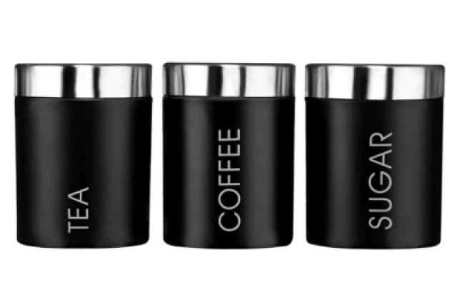 Premier Housewares Tea Coffee and Sugar Canisters Black Black