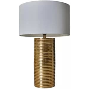 Gold Metal Combed Table Lamp with Large Lampshade