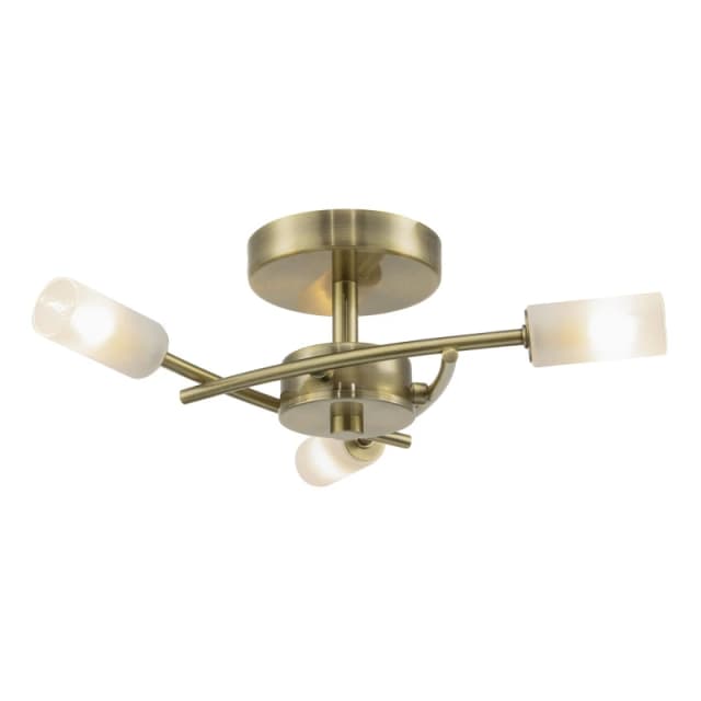 Happy Homewares Contemporary Designer 3-Arm Ceiling Light Fitting with Frosted Tubular Glass Shades in Metallic Gold Metallic Gold Unisex