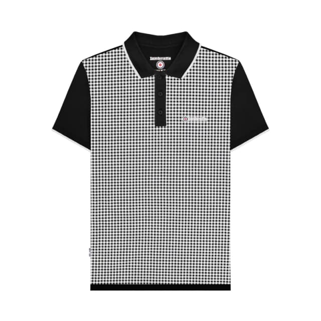 Lambretta Lambretta Men Gingham All-Over Print Polo Shirt in Black Size: Medium Black M Male 5063703650427