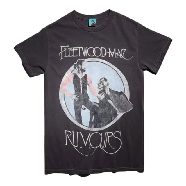 Fleetwood Mac Mens Rumours Vintage Wash T-Shirt in Charcoal Size: Small Charcoal Male S