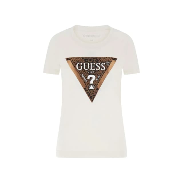 Guess Womens T-Shirt Guess Leo Triangle Blanc Female S