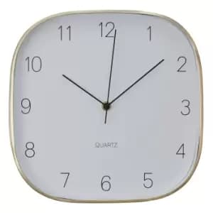 Premier Housewares Elko Square Wall Clock - Gold Finish Case with White Face