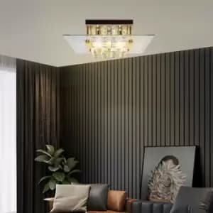 Modern Square K9 Crystal Droplet Ceiling Light, none