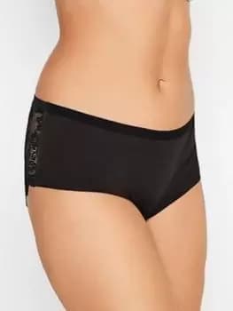 Yours Long Tall Sally 3pk Lace Back Stretch Full Briefs, Black, Size 14-16, Women