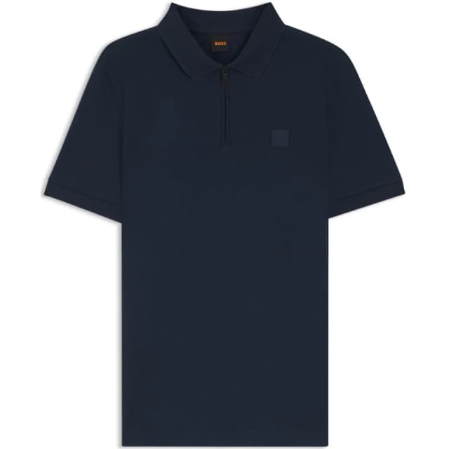 Boss Mens Passerzip Orange Polo Shirt Blue 464 male S