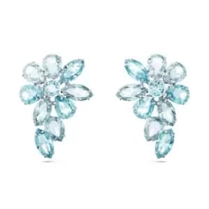 Gema Mixed Cuts Blue Rhodium Plated Flower Earrings 5666016