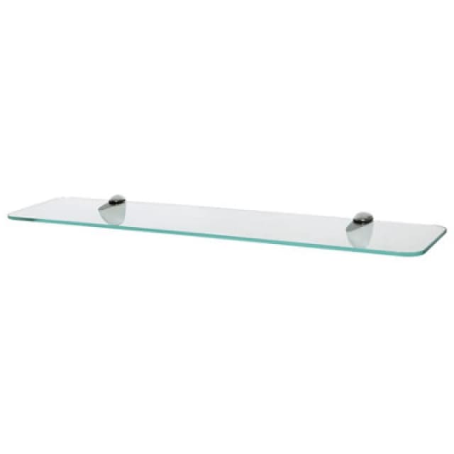 Harbour Housewares Rounded Floating Glass Shelf - 60Cm - Silver Brackets - Bathroom Shower Storage Vanity Display Unit Shelf