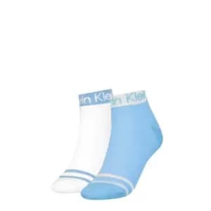 Calvin Klein Klein 2 Pack of Logo Quarter Socks Womens - Blue
