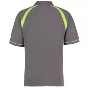 Kustom Kit Oak Hill Mens Short Sleeve Polo Shirt (M) (Charcoal/ Lime)