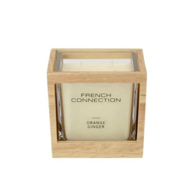 French Connection French Connection Orange & Ginger Candle with Natural Wooden Surround Luxury Gift in Light Oak Size: Large Light Oak Large Unisex