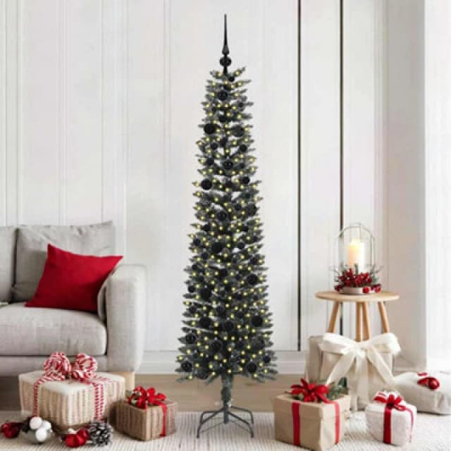 vidaXL Artificial Christmas Tree with Stand, Black Balls Green 50.5 x 50.5 x 180 cm, Green 3395941