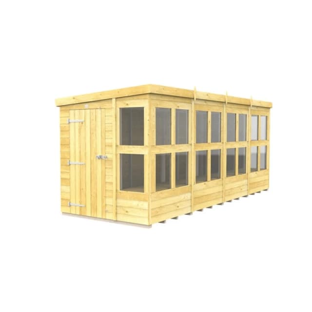 Buttercup Farm 16 x 6 Feet Pent Potting Shed - Wood - L178 x W474 x H201cm in Brown Brown Unisex