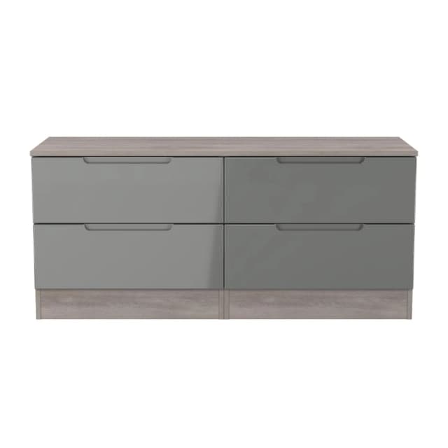 Welcome Furniture Ltd Milan 4 Drawer Bed Box in Grey Gloss & Grey Oak - Ready Assembled, Grey MIL036GGGO