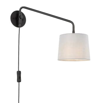 1 Light Wall Light Matt Black & Light Grey Cotton Mix, E14