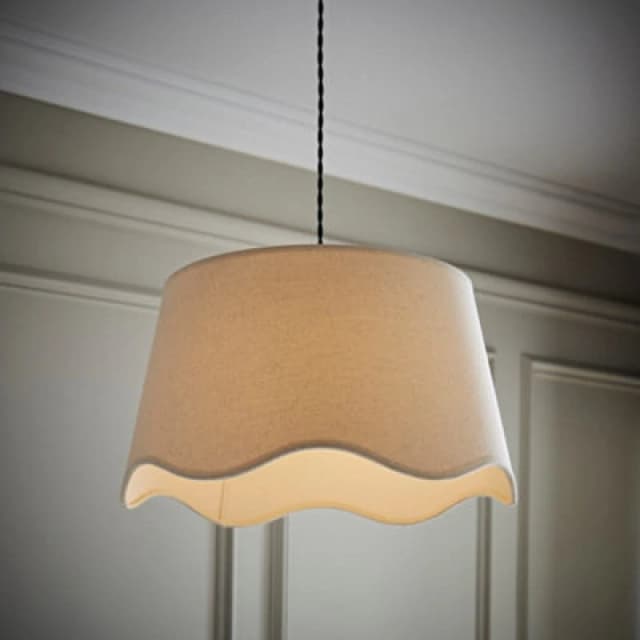 ValueLights ValueLights Mabel Linen Large 30cm Scallop Edge with Trim Ceiling Light Lamp Shade in Natural Natural One Size Unisex 5016529273615