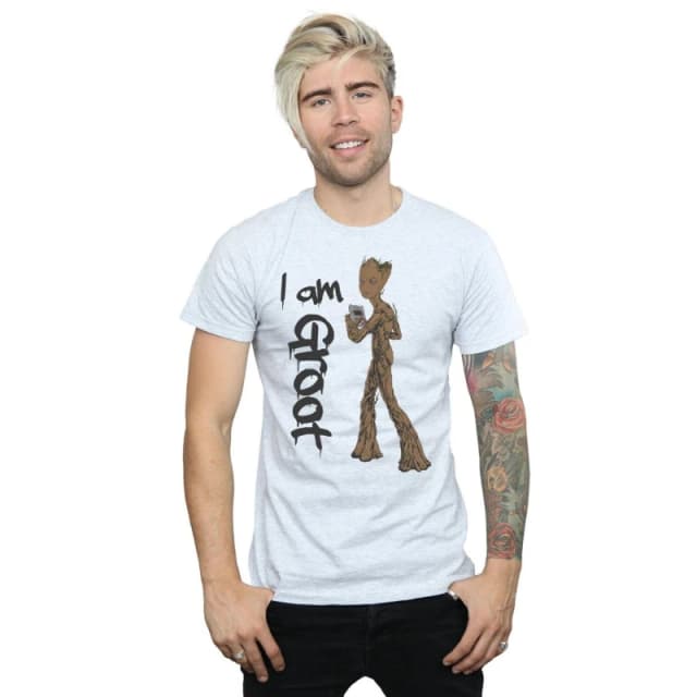 Marvel Marvel Men Avengers Infinity War Graffiti Groot T-Shirt in Grey Size: Small Grey S Male 5057864355161