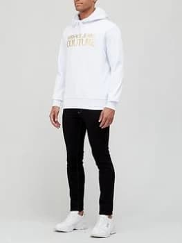Versace Jeans Couture Gold Foil Logo Overhead Hoodie - White
