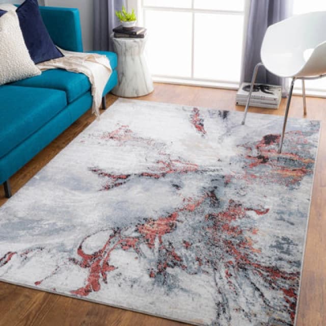 Livabliss Abstract Modern Marble Medium Grey Emma Area Rug 160 X 220 Cm - Easy Care, Non Shedding, Ideal For Living Room & Bedroom