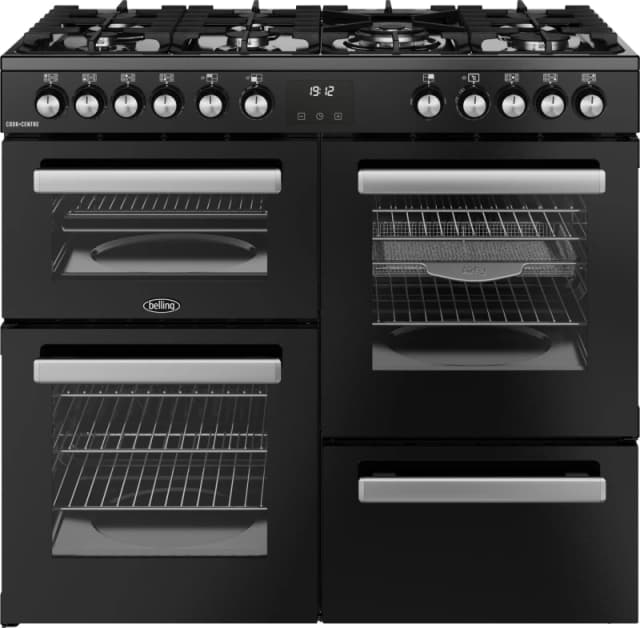 Belling Cookcentre 100DF 100cm Dual Fuel Range Cooker - Black - A/A Rated