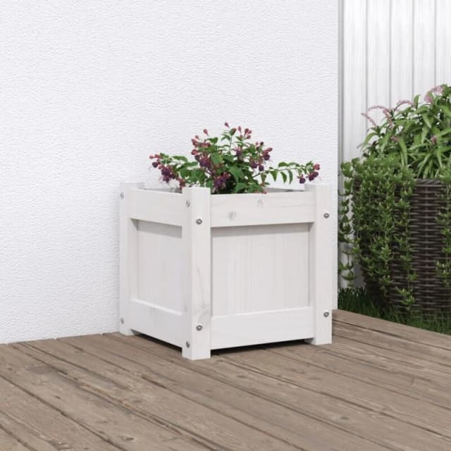 vidaXL Garden Planter White 31x31x31cm Solid Wood Pine, White 837396