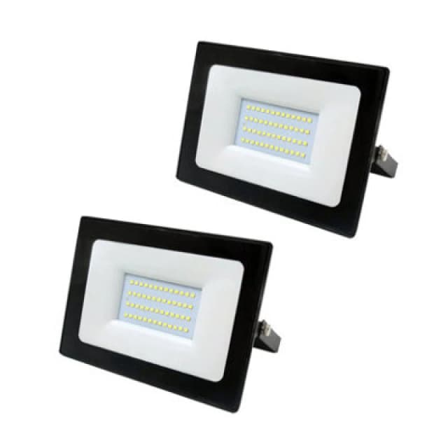 Ener-J 30W Slim LED Floodlight 4000K Neutral White Slim Design 2 Year Warranty Pack Of 2