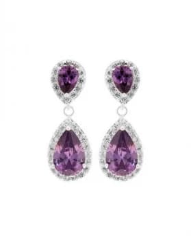 Jon Richard Silver Purple Drop Earring