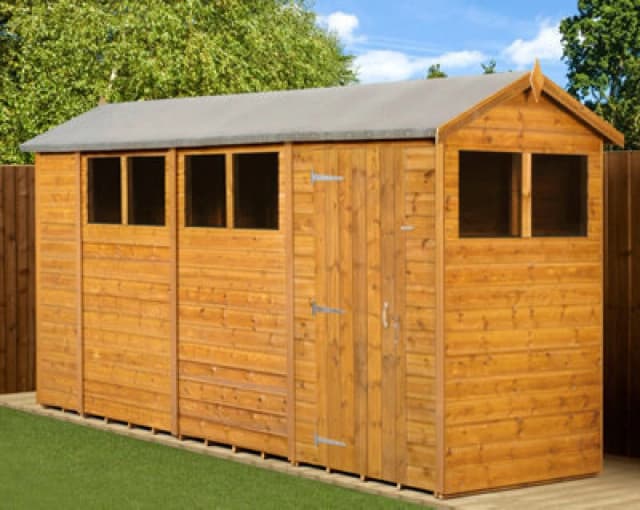 Empire Sheds Empire Modular Apex 4X14 Dipped Treated Tongue And Groove Wooden Garden Shed Windows (4' X 14' / 4ft X 14ft) (4X14)