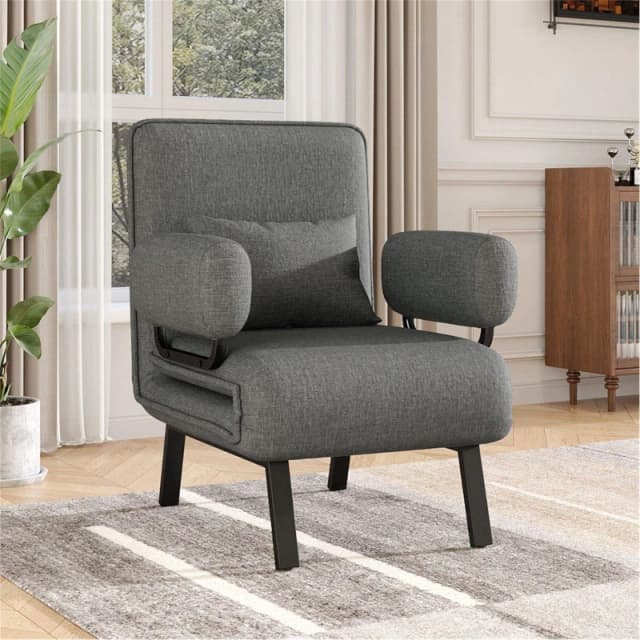 Cottonfy UK Convertible Sofa Bed with Pillow and Pocket - Grey,Black Grey,Black M