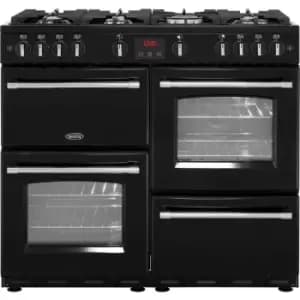 Belling FarmhouseX100G 100cm Gas Range Cooker - Black - A/A Rated