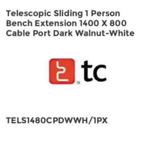 TC Group Telescopic Sliding 1 Person Bench Extension 1400 x 800 Cable Port Dark