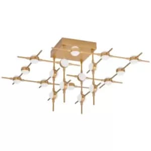 Netlighting Merano Alaska 18 Light Integrated LED Semi Flush Light Gold Metal Le