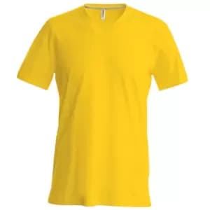 Kariban Mens Short Sleeve V Neck Slim Fit T-Shirt (S) (Yellow)