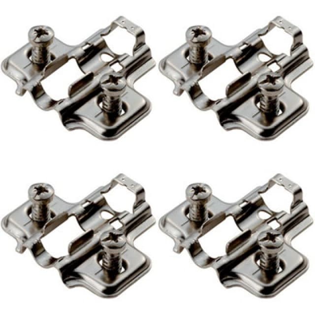 Loops 4x 2mm Mounting Plate for Soft Close Hinges with Euro Screw Bright Zinc Plated Multi