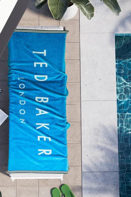 Ted Baker 'TB Logo' Cotton Beach Towel Blue