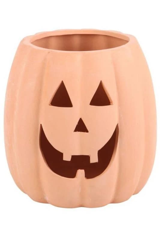 KDMD 25cm Terracotta Cut Out Pumpkin Decoration Coral
