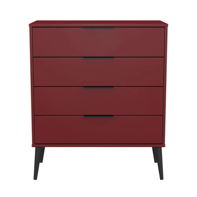 Ready Assembled 2 U Fuji 4 Drawer Chest (Ready Assembled) in Dark Red Dark Red Unisex