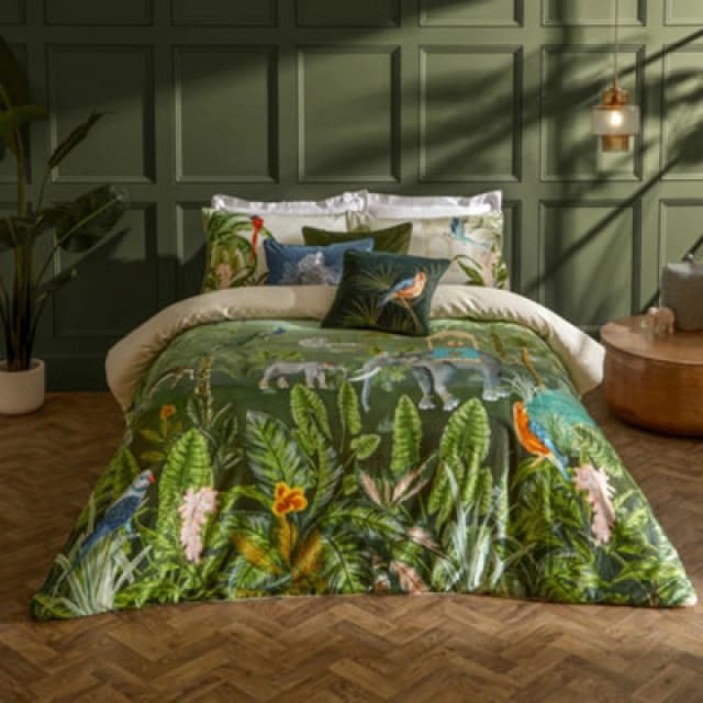 Botanical Riches Odisha Exotic Duvet Set - Green Green Double