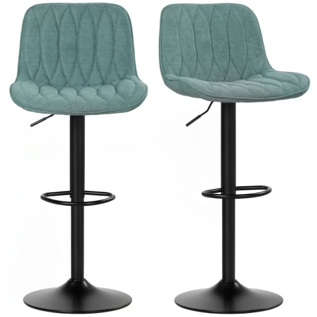 HOMCOM HOMCOM Bar Stools Set of 2, Swivel Height Adjustable Barstools with Back in Blue Blue One Size Unisex 5063603424364