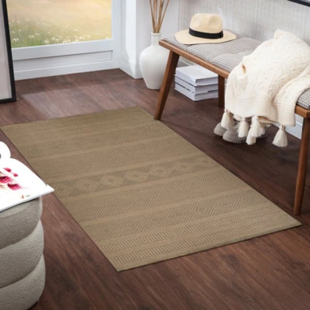 Livabliss Cottage Tan Machine Washable Jute Mythri Runner Rug 79 X 152cm - Easy Care, Non Shedding, Ideal For Living Room & Bedroom