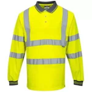S277YER5XL - sz 5XL Hi-Vis Long Sleeved Polo - Yellow - Yellow - Portwest