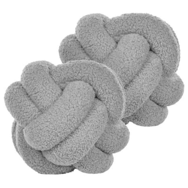 Beliani Set Of 2 Decorative Cushions Malni Boucle 19 X 19cm Grey Solid